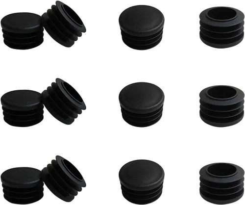 Vista 9 de 12 piezas de tapones de plástico negro de 25 mm (1 pulgada), tapa de extremo de tubo para acabado de muebles de tubo redondo