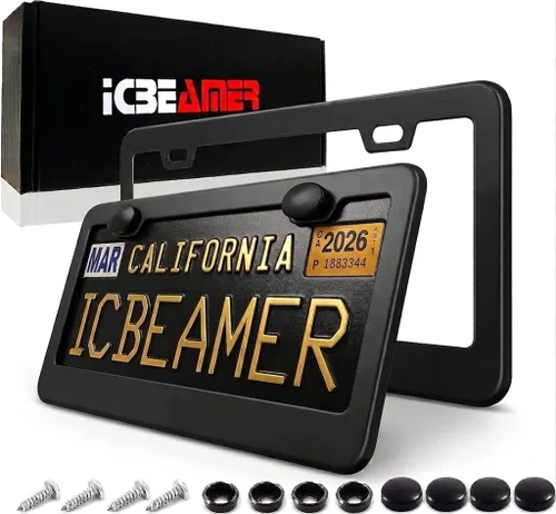 Vista 7 de ICBEAMER Marco de matrícula de motocicleta impermeable de ajuste universal para la mayoría con 6+ LED intermitentes de cola + luz de freno