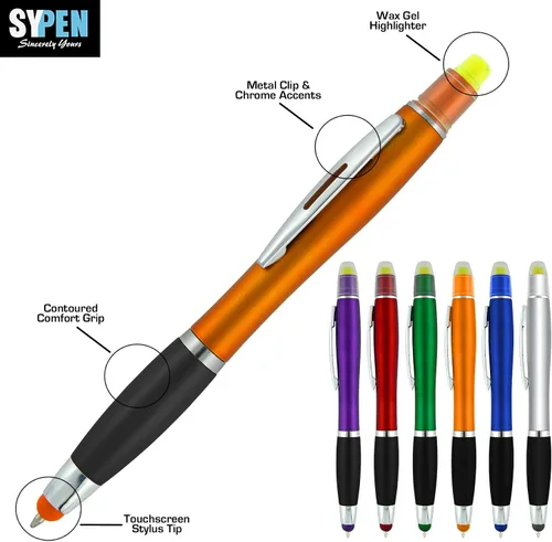 Vista 4 de SyPen Resaltador para Biblia con Lápiz y Puntero para Pantallas Táctiles, Combo 3 en 1, Todos los Resaltadores Amarillos, Tinta de Bolígrafo