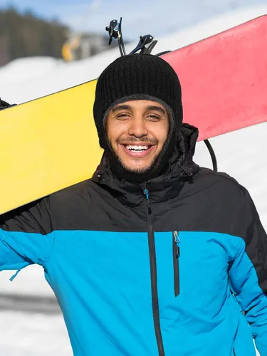 Vista 3 de 2 máscaras faciales de invierno para esquí, pasamontañas de punto cálido para hombres y mujeres, forro polar resistente al viento para deportes al