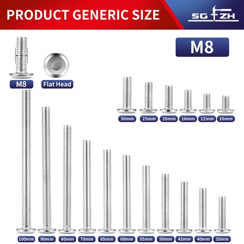 Vista 5 de M8 x 25mm 10 piezas Tornillos de cabeza plana con casquillo hexagonal, acero inoxidable 304 18-8, rosca completa de SG TZH (con llave hexagonal)