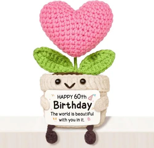 Vista 35 de Regalos de cumpleaños número 16 para niñas, flor de corazón rosa de ganchillo hecha a mano, regalos de dulces 16 para niñas, decoraciones