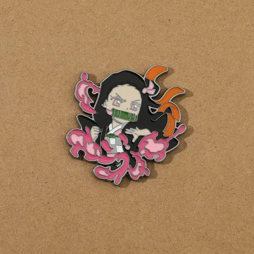 Vista 6 de KF Ornament Anime Demon Broch - Pinzas esmaltadas Tanjiro Nezuko Zenitsu Inosuke con solapa, Metal, Sin gemas.