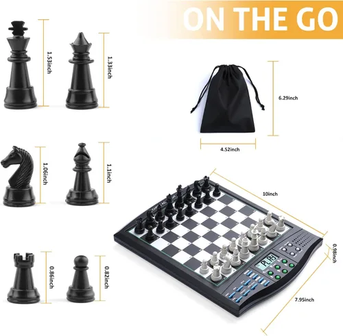Vista 9 de Talking Chess Academy con sistema de enseñanza de voz, juego de ajedrez electrónico con piezas magnéticas fuertes, tablero de ajedrez electrónico