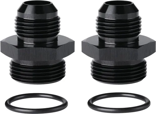 Vista 13 de 4AN macho a 4AN ORB con junta tórica Boss adaptador de riel de bomba de combustible de aluminio negro