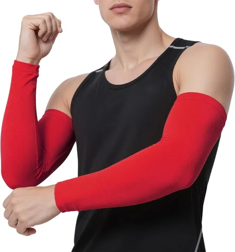 Vista 11 de TOPTIE 1 par de mangas de brazo para hombres y mujeres, manga de compresión 1 par Blanco