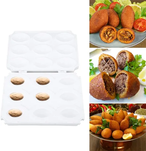 Vista 6 de Procesador de albóndigas manual para hacer pastel de carne, herramienta de prensa DIY 9 rejillas para hacer carne casera, accesorios de cocina