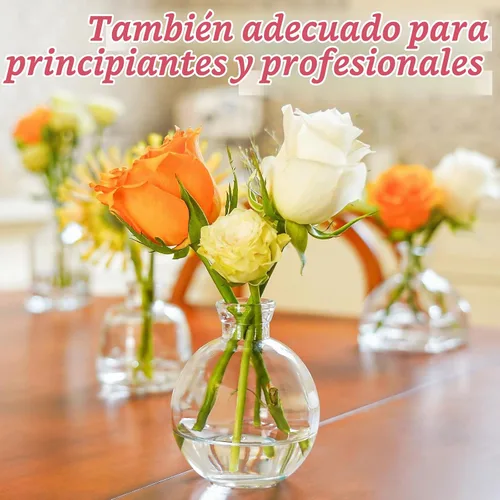 Vista 3 de Juego de 12 jarrones pequeños, jarrón pequeño de vidrio transparente al por mayor, jarrones pequeños para centro de mesa, mini jarrón de flores