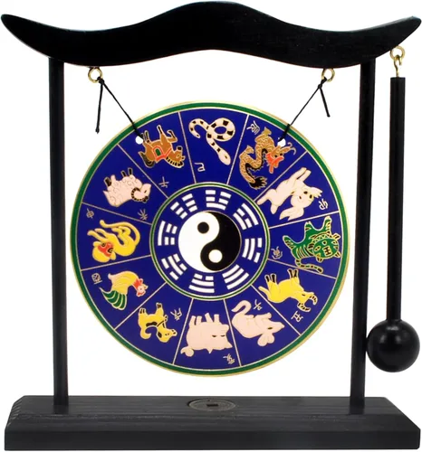 Vista 12 de Fengshuibringluck Feng Shui I Ching Zen Gong Decoración de escritorio Gong, dorado, 19X5X20cm/7.5x2x8inch (FH1303)
