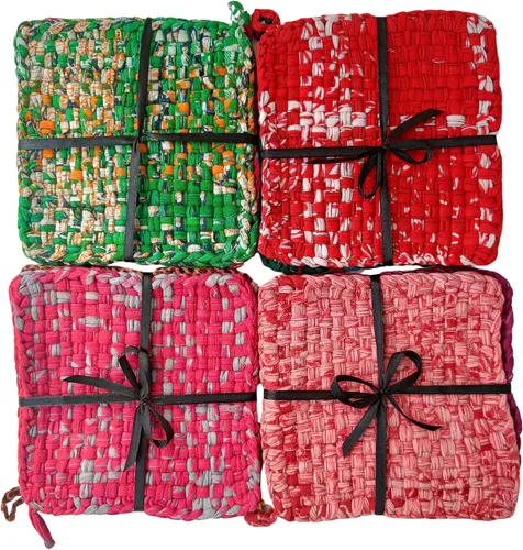 Vista 7 de Agarraderas acolchadas de algodón, reversibles, resistentes al calor, almohadillas calientes, decoración de cocina de retazos, juego de 2