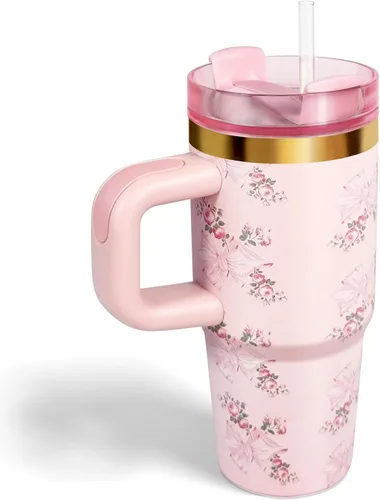 Vista 29 de Vaso de 14 oz con asa y pajita, vaso de 14 oz para niños con tapa y pajita, vasos de acero inoxidable para niños, para deportes al aire libre