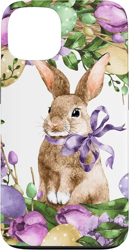 Vista 7 de Floral Easter Bunny Wreath Decor for Women Cute Easter Day Case for iPhone 17