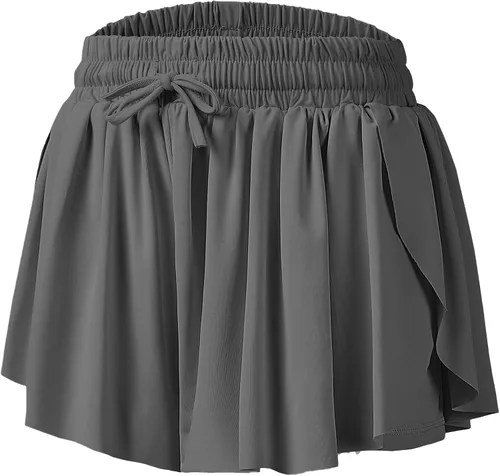 Vista 4 de Pantalones cortos fluidos de mariposa para niñas, pantalones cortos deportivos para niños pequeños, faldas de tenis 2 en 1, pantalones cortos
