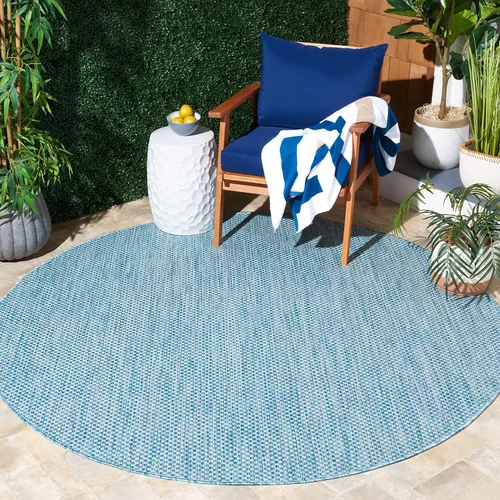 Vista 25 de SAFAVIEH Alfombra Lavable para Exteriores Colección Courtyard - 2'3" x 5', Azul Aqua y Gris, No Desprende Pelusa y Fácil Limpieza, Ideal para Patio