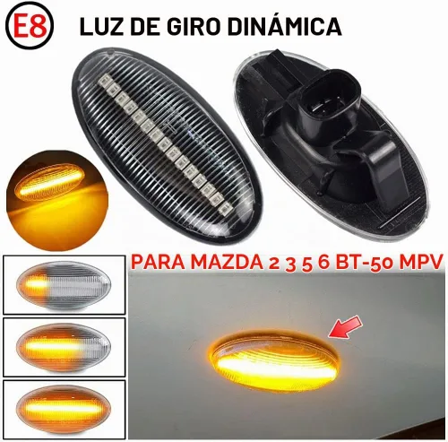 Vista 6 de Para-Mazda 2 para Mazda 3 5 6 BT-50 MPV 2 piezas LED dinámica señal de giro lateral luz intermitente secuencial luz intermitente (amarillo)