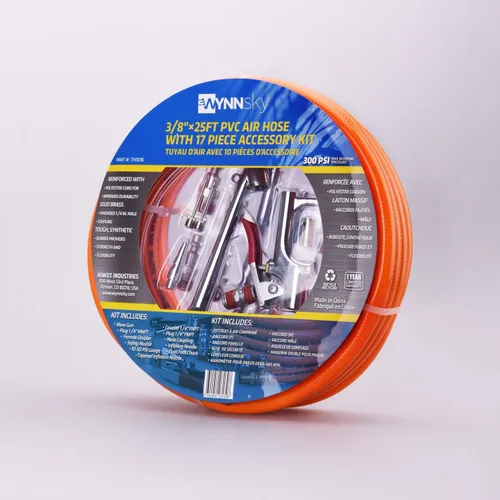 Vista 8 de Kit de manguera de compresor de aire de PVC de 3/8 "x 25 pies con herramienta de aire de 17 piezas y kit de accesorios para compresor de aire