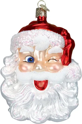 Vista 8 de Old World Christmas - Adorno de Santa tonto pequeño de vidrio soplado para árbol de Navidad, decoración festiva hecha a mano, colección de Santa