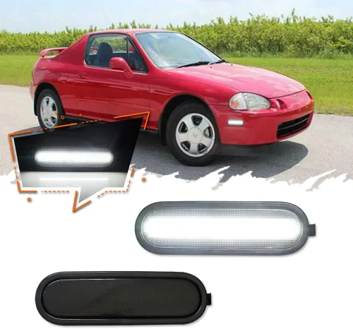 Vista 7 de JDMTECH Para 93 94 95 96 97 Honda Del Sol Coupe Carcasas de luz de marcador lateral con lente ahumada 33805SR2A01, 33805 SR2 A01, 33805-SR2-A01