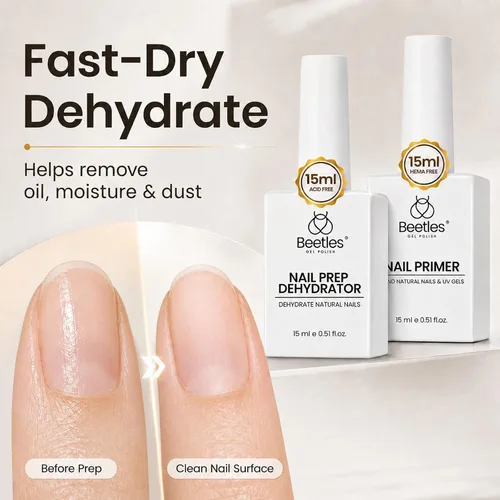 Vista 5 de Beetles - Juego de deshidratador e imprimación de uñas, 2 unidades, 0.5 fl oz, sin HEMA