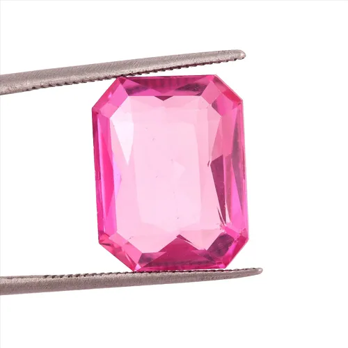 Vista 4 de GEMHUB Tamaño del anillo de talla esmeralda, piedra pequeña, kunzita rosa de Sri Lanka, kunzita rosa translúcida, piedra pequeña, peso de la piedra