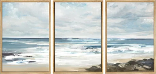 Vista 100 de SIGNWIN Lienzo enmarcado para pared, juego de arte sereno de pantanos con humedales verdes e ilustraciones de agua tranquila, arte moderno