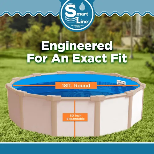 Vista 5 de Smartline Revestimiento redondo para piscina de 18 pies Azul sólido
