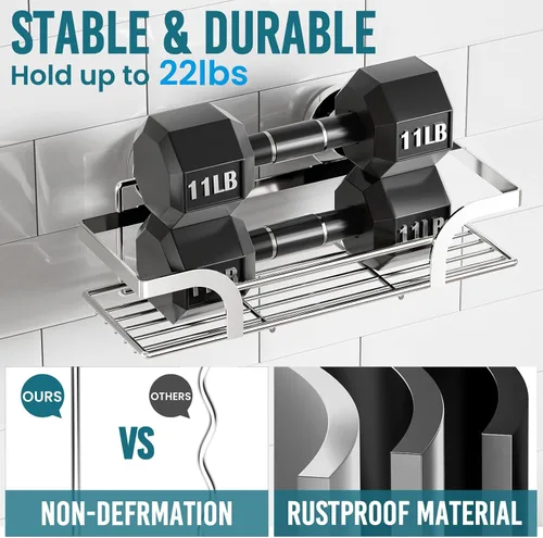 Vista 4 de TAILI Paquete de 2 ventosas para ducha, cesta de baño resistente, estantes de baño para el interior, soporte de ducha de acero inoxidable