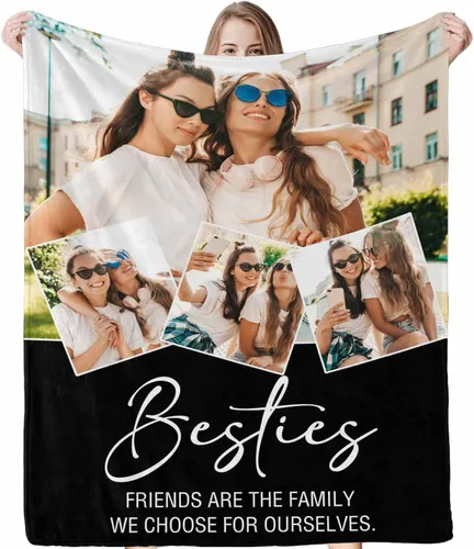 Vista 8 de InterestPrint Regalos para hermanas de hermana manta con collage de fotos, mantas de fotos personalizadas para hermanas, mejores amigas, mujeres