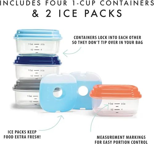 Vista 3 de Fit & Fresh Stak Pak Set, 6 piezas, plástico, multicolor