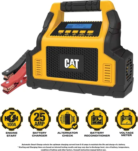 Vista 5 de CAT CBC100E Profesional Cargador de Batería de 25 Amperios, Mantenedor de Batería de 3 Amperios con Arranque de Motor de 100 Amperios
