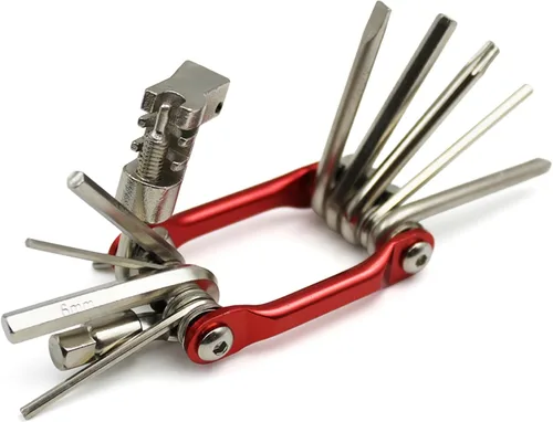 Vista 3 de Multiherramienta 10 en 1 para bicicleta, kit de reparación compacto de bicicleta con rompedor de cadena, juego de llaves Allen, destornilladores