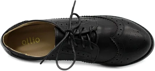 Vista 6 de Ollio Zapatos planos para mujer Wingtip Lace Up Oxfords