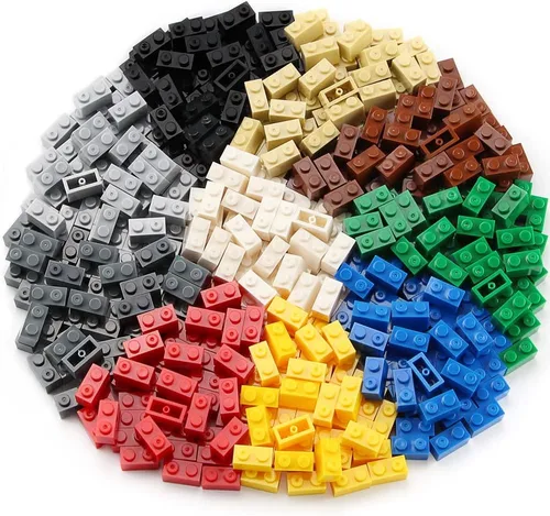 Vista 2 de Ladrillos de 1 x 2 a granel, 450 piezas multicolores clásicas básicas, construcción creativa, juego de bloques, accesorios de juguete compatibles