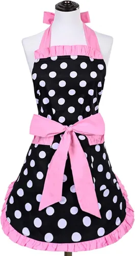 Vista 12 de Violet Mist Delantales coquetos de encaje negro para mujer con bolsillo, delantales negros sexys para cocinar, delantal para mujeres y niñas