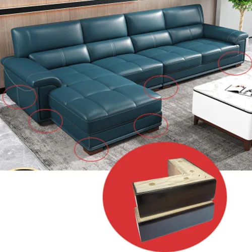 Vista 5 de Soporte de madera para sofá de cama de 2 pulgadas, patas de madera en forma de L, patas de sofá, patas de repuesto para sofá, patas de tocador, Negro