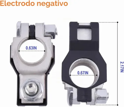 Vista 5 de Conectores de terminal de batería (1 par), poste superior de terminal de cable de batería automático positivo y negativo con fondos de plástico