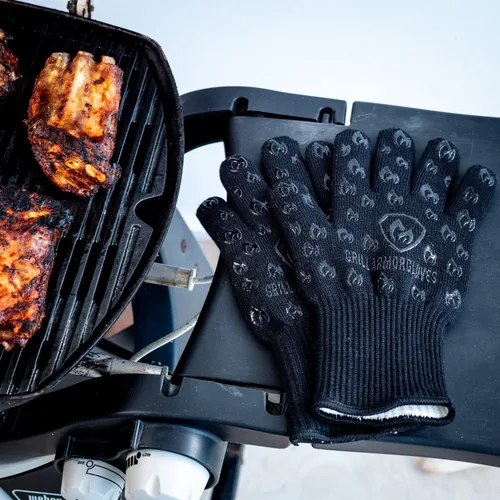 Vista 6 de Guantes para horno Grill Armor – Guantes resistentes al calor de 932 °F, al fuego y a los cortes para barbacoa, parrilla, cocina, asado, horneado