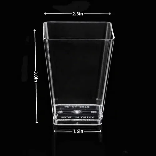 Vista 2 de Tazas de postre transparentes cuadradas de 5 onzas (50 tazas de postre + 50 cucharas) Pequeñas tazas de parfait de yogur, tazas de parfait, tazas