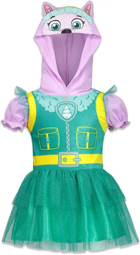 Vista 3 de Nickelodeon Paw Patrol - Conjunto de disfraz de Skye y Everest con capucha y mallas para niñas