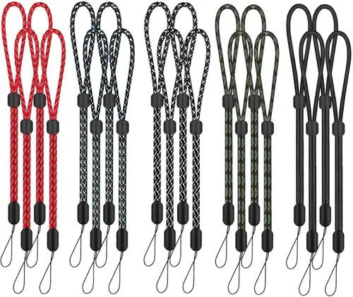 Vista 13 de Paquete de 10 cordones de muñeca ajustables extralargos, color negro
