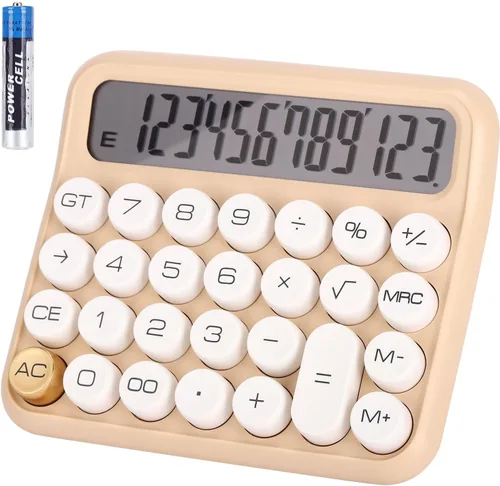 Vista 9 de Calculadora estándar básica, pantalla LCD grande de 5 pulgadas y 12 dígitos, calculadora de interruptor mecánico de botón grande para uso escolar