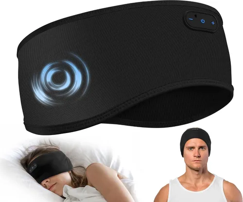 Vista 8 de MUSICOZY Auriculares Bluetooth con diadema de tela modal para dormir y Modal Rosa