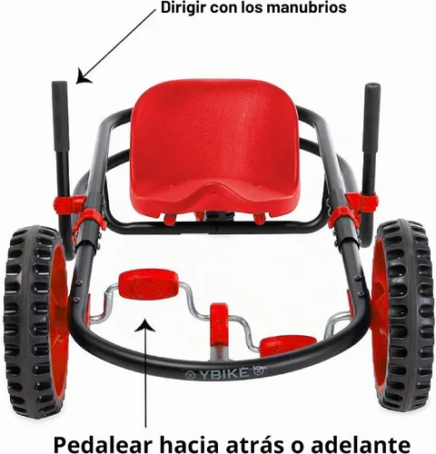 Vista 3 de YBIKE Explorer - Go Kart de 3 ruedas para niños, juguetes de paseo para niñas y niños, a partir de 4 años, dirección con asas, marco y asiento