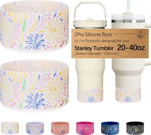Vista 36 de WK IEASON 2 Piezas Protector de Base Tipo Bota para Vaso Stanley Quencher Adventure 40oz y Stanley IceFlow 20oz 30oz y Compatible con Botella de 3D