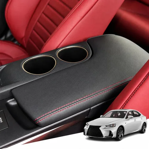 Vista 68 de Great-luck Funda de cuero para consola central, almohadilla para reposabrazos, accesorios de cubierta de caja (costuras rojas) para BMW X1 2023 2024
