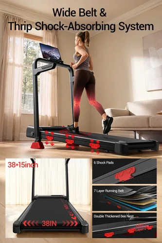 Vista 7 de UMAY Fitness Caminadora inclinada al 15% con barra de mango