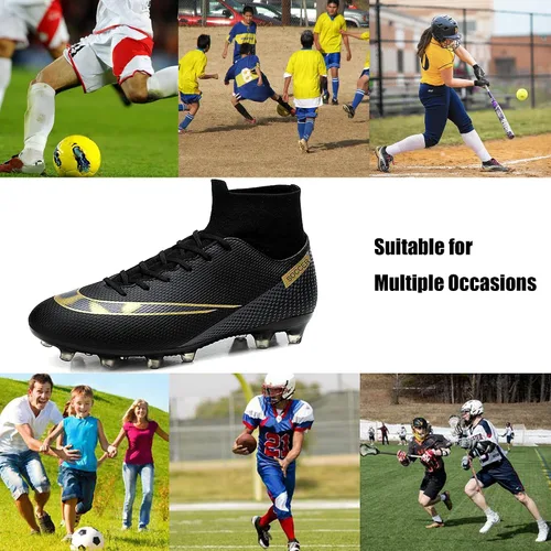 Vista 8 de Men's Soccer Shoes Football Cleats Outdoor High-Tops Lace-Up Non-Slip Spikes AGFG Boots