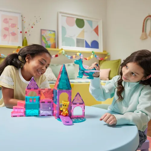 Vista 4 de Magna-Tiles Castle - Juego de construcción magnética de 25 piezas, la marca original de construcción magnética