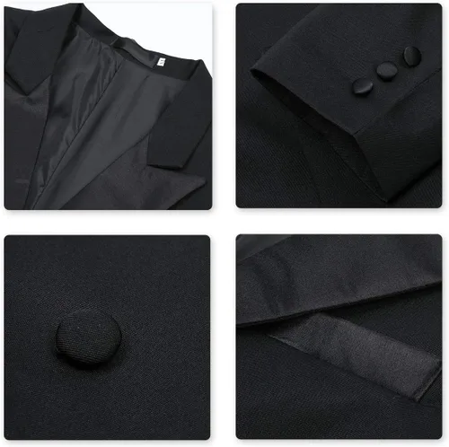Vista 5 de Cloudstyle Chubasquero formal ajustado para hombre, traje de cena de 3 piezas, chaqueta de cola de golondrina