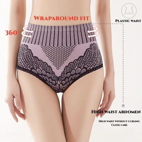 Vista 5 de Paquete de 5 calzoncillos de algodón elástico de cintura alta para mujer, ropa interior de cintura alta para mujer